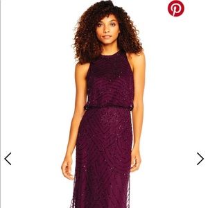 Adrianna Papell Art Deco Beaded Blouson Dress